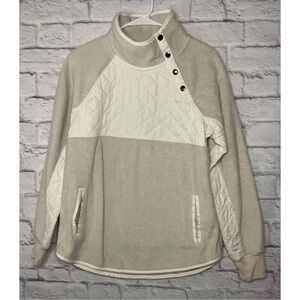 Abercrombie & Fitch Sweater Medium Beige Fleece Pullover Mock Padded Size Medium